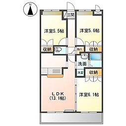 ディアベルジュ 3LDKの間取図画像