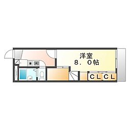 レオパレスINOHARA 1Kの間取図画像