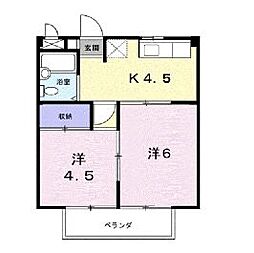 幕山トップハイツ 2Kの間取図画像
