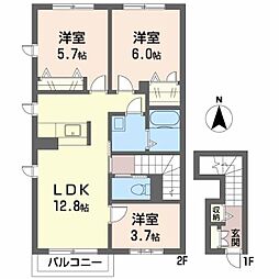 シャーメゾンTown福山北C 3LDKの間取図画像