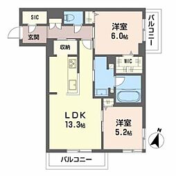 ベレオプティボア 2LDKの間取図画像