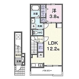 府中市広谷町アパート 1LDKの間取図画像