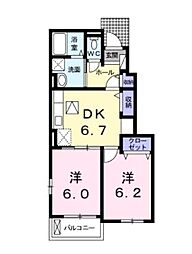 ドリーム輝B 2DKの間取図画像