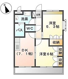 グリーンヒルズ曙 2DKの間取図画像