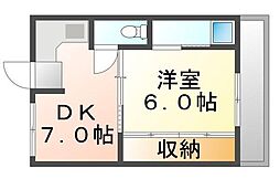 ビレッジハウス有城1号棟 1DKの間取図画像