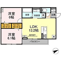 D-residence川口町A 2LDKの間取図画像