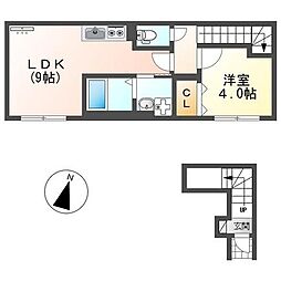 福山市丸之内2丁目アパート 1LDKの間取図画像