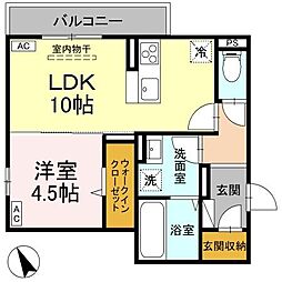 福山市東川口町5丁目アパート 1LDKの間取図画像