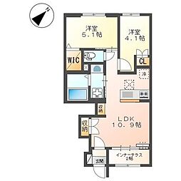福山市瀬戸町大字長和アパート 2LDKの間取図画像