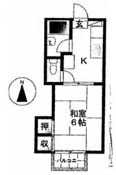 アーク・春日 1Kの間取図画像