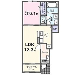 福山市三吉町2丁目アパート 1LDKの間取図画像