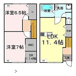 福山市水呑町アパート 2LDKの間取図画像