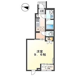 福山市手城町2丁目アパート 1Kの間取図画像
