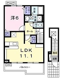 メゾンボヌール 1LDKの間取図画像