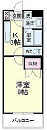 グリンデルワルト 1Kの間取図画像