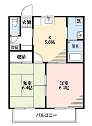 ふるさとC 2DKの間取図画像