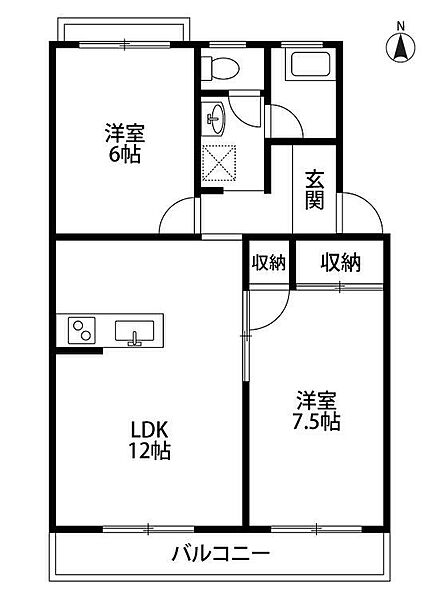 静帆マンション 206｜静岡県浜松市中央区幸5丁目(賃貸マンション2LDK・2階・58.00㎡)の写真 その2