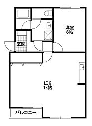 クレーバーマンション 1LDKの間取図画像