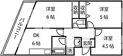 第1松沢ビルパインクレスト1番館 3DKの間取図画像