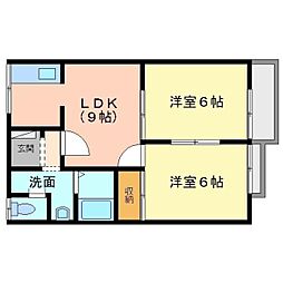 メゾン菊地 2DKの間取図画像