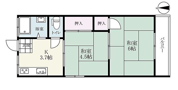 鍋島三省堂 第三コーポ F-3｜佐賀県佐賀市鍋島町大字八戸溝(賃貸アパート2K・2階・49.68㎡)の写真 その2