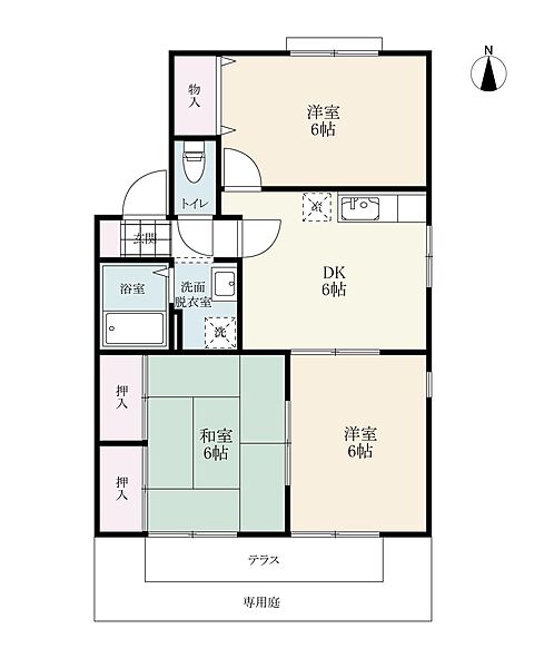 サンビレッジVI 101｜佐賀県佐賀市巨勢町大字牛島(賃貸アパート3DK・1階・53.68㎡)の写真 その2