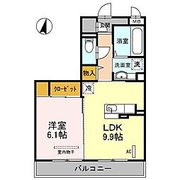 プリュス 1LDKの間取図画像