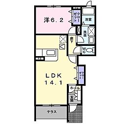 フローリア漣2号館 1LDKの間取図画像