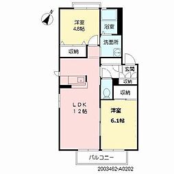 カーサパルコA 2LDKの間取図画像
