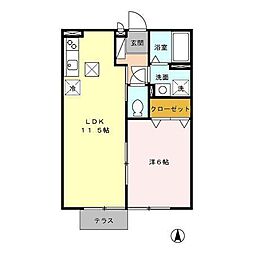 モナリエ長瀬 1LDKの間取図画像
