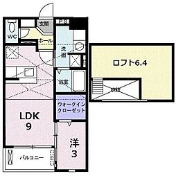 リバシティ夢咲1 1LDKの間取図画像