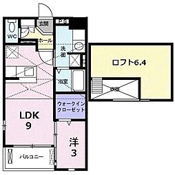 リバシティ夢咲3 1LDKの間取図画像