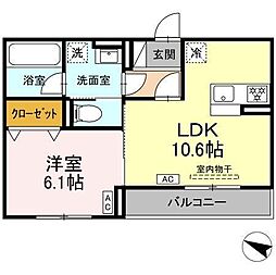 メゾン梅木 1LDKの間取図画像