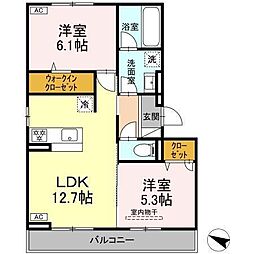 メゾン梅木 2LDKの間取図画像
