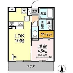 リアンジェル 1LDKの間取図画像