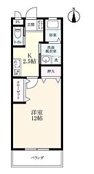 ブルームメゾン南佐賀B 1Kの間取図画像