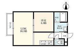 野田アパート 1LDKの間取図画像