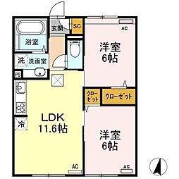 ファミールSHOW2B 2LDKの間取図画像