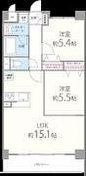 ラディスター 2LDKの間取図画像