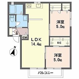 パークサイド高取C 2LDKの間取図画像