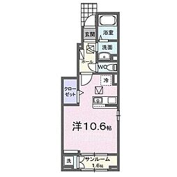 アルドーレIII ワンルームの間取図画像