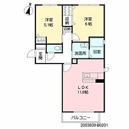 フェリーチェ一水B 2LDKの間取図画像
