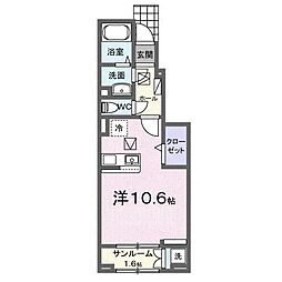 アルドーレIII ワンルームの間取図画像