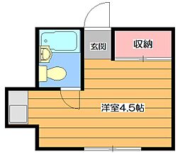 中通ハイツ ワンルームの間取図画像
