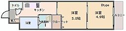 ヴィラほった2 1Kの間取図画像