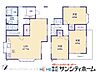 間取り：リビングとダイビングをわけて家具をレイアウトできる使いやすい間取りです！2階に3部屋を配置し多用途に使えます