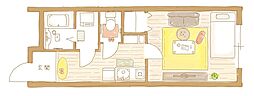 コーポ小山2 1Kの間取図画像