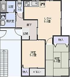ハイツラニカイ 2LDKの間取図画像