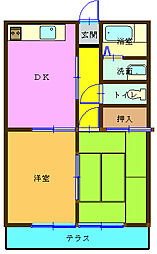 アーバンハイム21 2DKの間取図画像