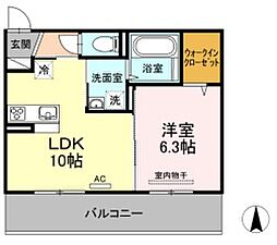 チェリーブロッソムE棟 1LDKの間取図画像